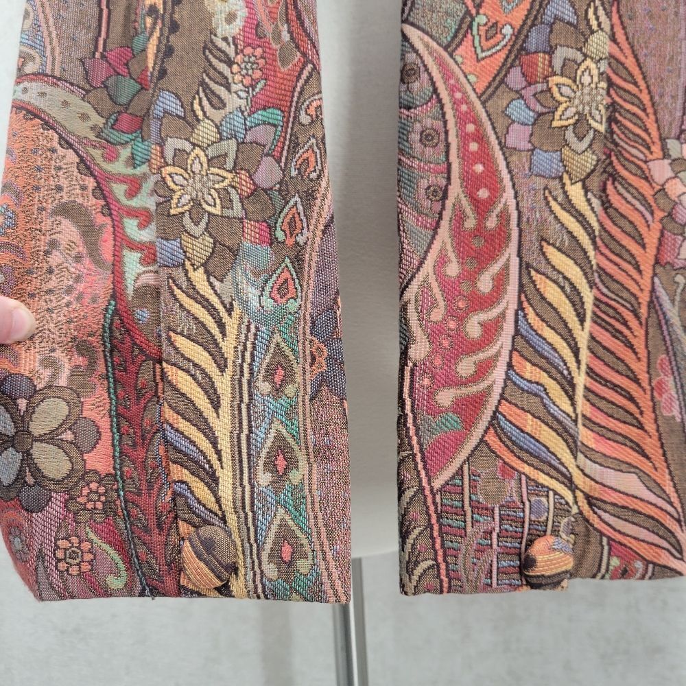 Blazer Smoking Jacket Swing Coat Jacquard Tapestry Abstract Paisley Vintage 80s - Picture 4 of 15